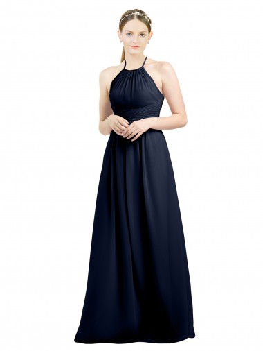 Shop Halter High Neck Long Chiffon Bridesmaid Dress with Open Back Perth