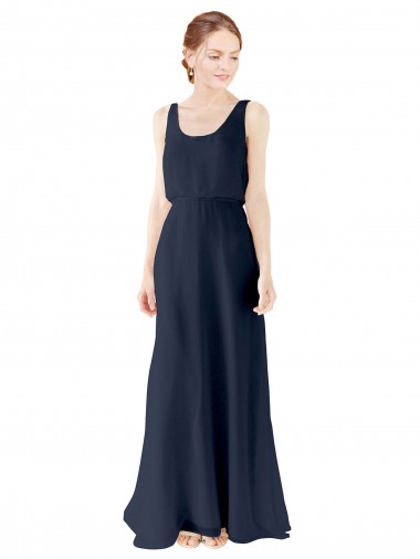 Shop Scoop Neckline Fitted Long Chiffon Bridesmaid Dress Open Back Perth