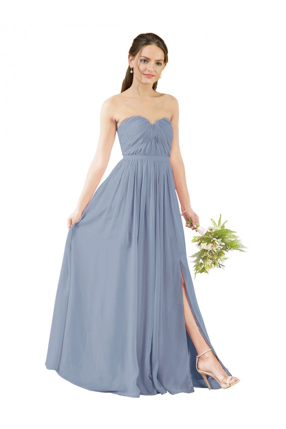 Deep Sweetheart Neckline Open Back Long Chiffon Bridesmaid Dress Perth