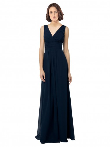 Shop Chiffon Sleeveless Bridesmaid Dress with V Front and Back Perth