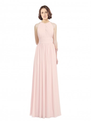 Shop Sleeveless Chiffon High Neck Bridesmaid Dress with Diagonal Pleats Perth