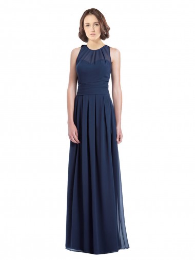 Shop Chiffon High Neck Sleeveless Bridesmaid Dress with Pleats Perth