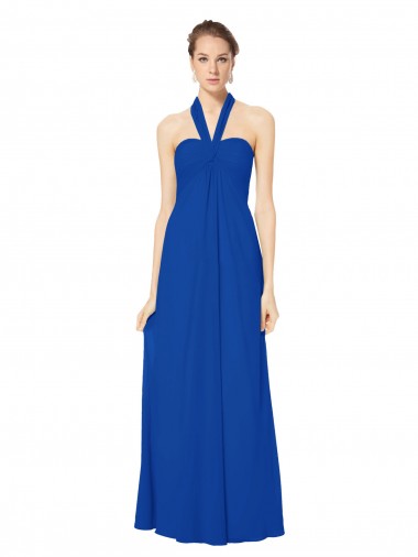 Shop Sleeveless Long Chiffon Empire Gown with Pleated Halter Straps Perth