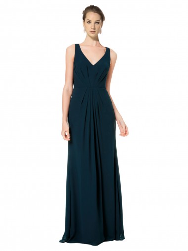 Shop Long Chiffon V-Neck Sleeveless Bridesmaid Dress with Large Keyhole Back Perth