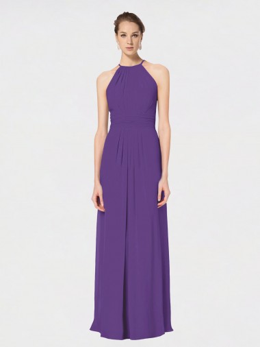 Shop Long Chiffon Spaghetti Strap Halter Bridesmaid Dress Perth
