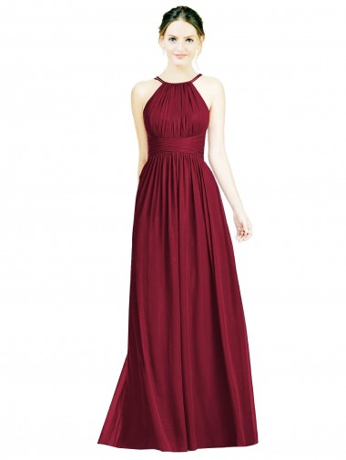 Shop Halter Neck Open Back Draped Chiffon Bridesmaid Dress Perth