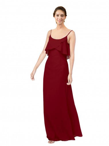 Shop Scoop Neck Chiffon Bridesmaid Dress with Spaghetti Straps and Low Back Perth