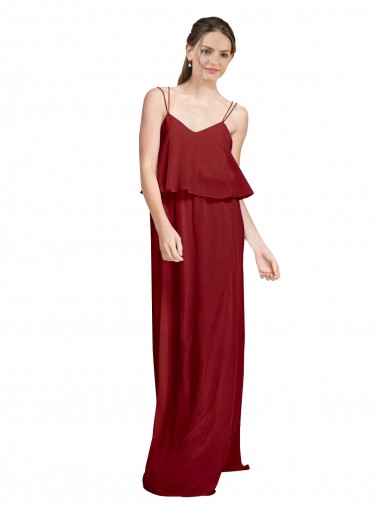 Shop Long Chiffon Bridesmaid Dress with Slim Straps and Open Back Perth