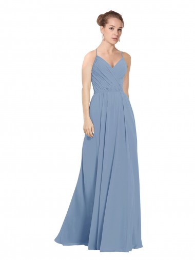 Shop Chiffon Bridesmaids Dress with Draped V-Neck Bodice and Keyhole Back Perth
