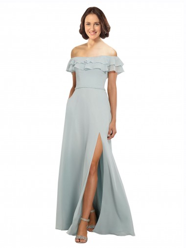 Shop Luxe Chiffon Bridesmaids Dress with Off the Shoulder Flounced Neckline Perth