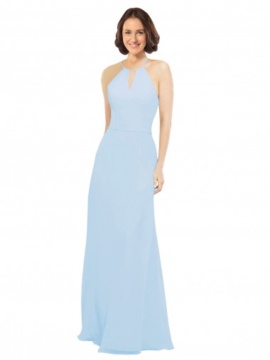Shop Floor Length Chiffon Bridesmaids Dress with Front Keyhole Neckline Perth