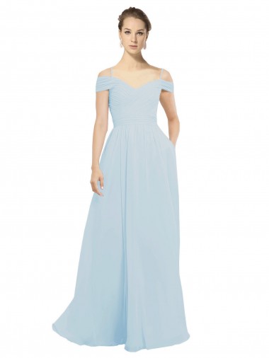 Shop Chiffon Bridesmaids Dress with Off the Shoulder Draped Neckline Perth