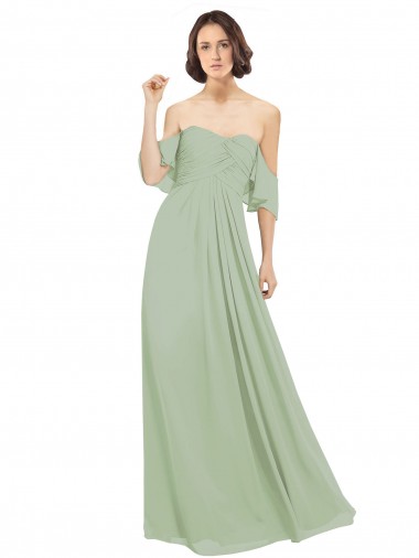 Shop Boho Chic Chiffon Bridesmaids Dress with Off the Shoulder Neckline Perth