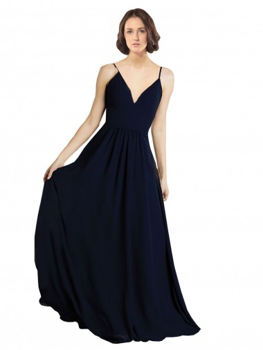 Shop Simple Chiffon Bridesmaid Dress with Deep V-Neckline Perth