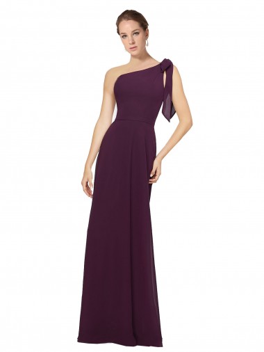 Shop One Shoulder Chiffon Bridesmaids Dress with Shoulder Bow Perth