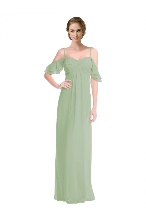 Long Chiffon Off-The-Shoulder Bridesmaid Dress with Double Flounce Sleeves Perth