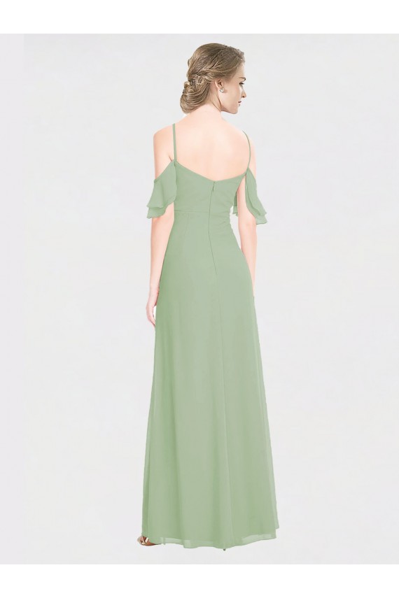 Long Chiffon Off-The-Shoulder Bridesmaid Dress with Double Flounce Sleeves Perth