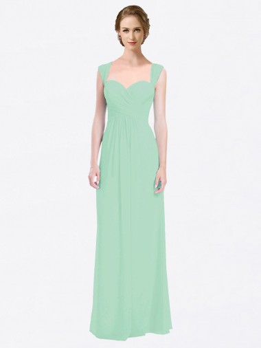 Shop Long Chiffon Bridesmaid Dress with a Sweetheart Neckline and Pleated Shoulder Straps Perth