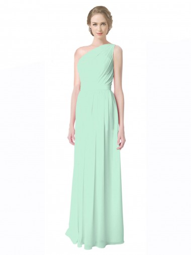 Shop One Shoulder Chiffon Bridesmaid Dress with Asymmetrical Ruched Bodice Perth
