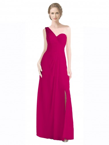 Shop Full Length Chiffon Bridesmaid Dress with One Wide Shoulder Strap Perth