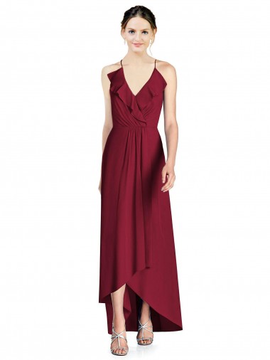 Shop Draped V-Neck High Low Chiffon Bridesmaid Dress Perth