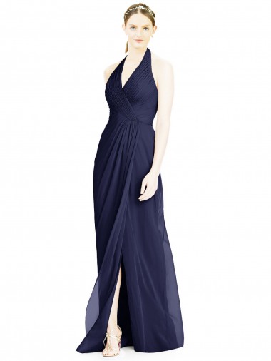 Shop V-Neck Halter Chiffon Bridesmaid Dress with Side Front Slit Perth