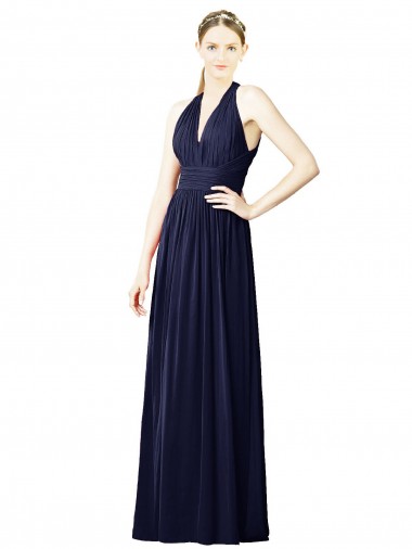 Shop V-Neck Halter Long Open Back Chiffon Bridesmaid Dress Perth