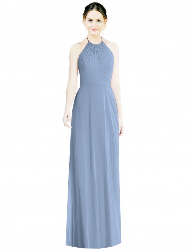 Shop Halter Neck Tie Back Long Chiffon Bridesmaid Dress Perth