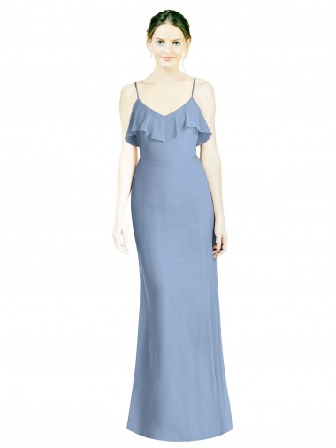 Shop Deep Open Back Long Chiffon V-Neck Bridesmaid Dress Perth