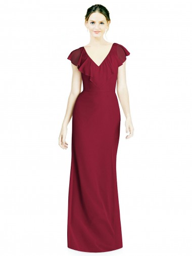 Shop V-Neck V-Back Long Chiffon Bridesmaid Dress Perth