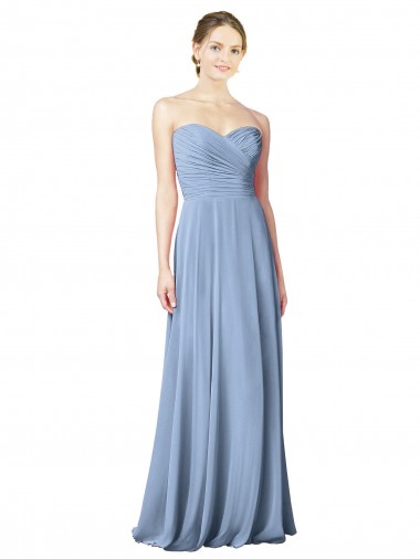 Shop Draped Strapless Sweetheart Full Length Chiffon Bridesmaid Dress Perth