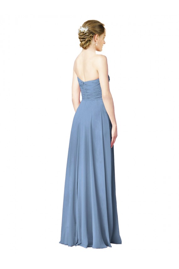 Draped Strapless Sweetheart Full Length Chiffon Bridesmaid Dress Perth