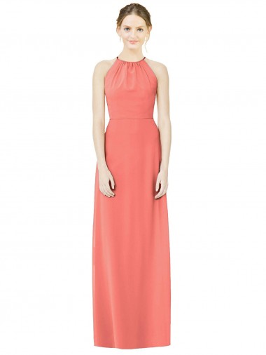 Shop Open Back Shirred Halter Chiffon Bridesmaid Dress Perth