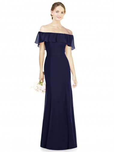 Shop Off the Shoulder Full-Length Trumpet Chiffon Bridesmaid Dress Perth