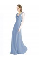 Fluted Chiffon Wrap Bridesmaid Dress with Ruffles V-Neck