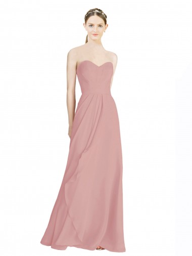 Shop Daped A-Line Chiffon Bridesmaid Dress with Pleated Sweetheart Bodice Perth