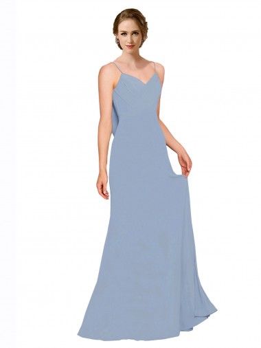 Shop Cowl Back Long Chiffon Slip Bridesmaid Dress with Straps Perth