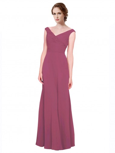 Shop V-Neckline Long Chiffon Bridesmaid Dress with Wide V-Back Perth