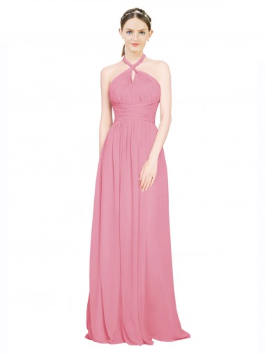 Shop Halter Neck Keyhole A-Line Chiffon Bridesmaid Dress Perth