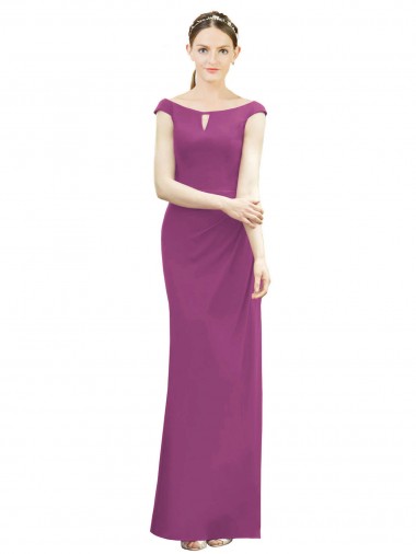 Shop Full Length Long Chiffon Bridesmaid Dress with Boat Neck Perth