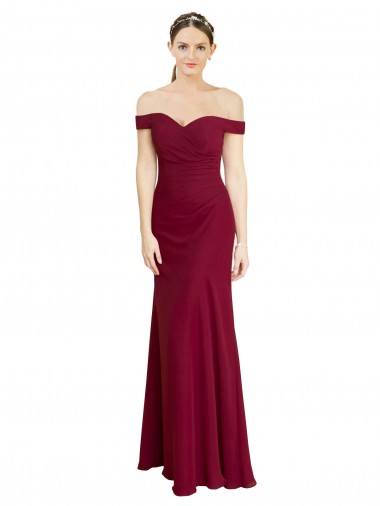Shop Off the Shoulder Long Chiffon Bridesmaid Dress / Prom Dress with Pleats Perth