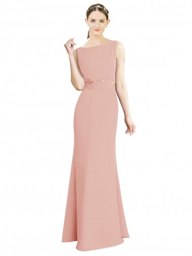 Shop Full Length Long Chiffon Bridesmaid Dress with Pleated Lace Waist Perth