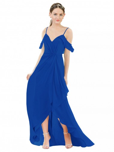 Shop High Low Boho Bridesmaid Dress with Cold Shoulder Sleeves Perth