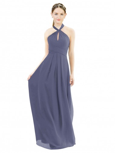 Shop High Halter Neck Chiffon Bridesmaid Dress with Twist-Tie Perth