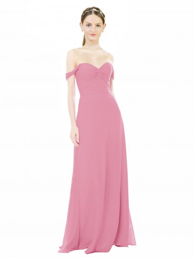 Shop Fitted Sweetheart Bodice Chiffon Bridesmaid Dress with Draped Cap Sleeves Perth