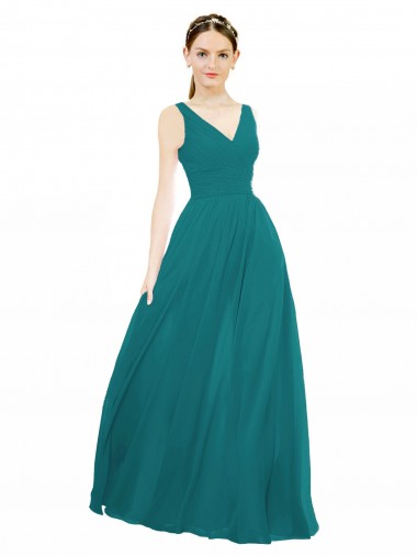 Shop Figure Flattering Chiffon Bridesmaid Dress with Draped V-Neck Bodice Perth
