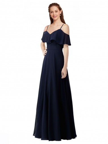 Shop Chiffon Bridesmaids Dress with Off the Shoulder Ruffle Detail Perth