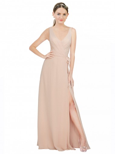 Shop Chiffon Bridesmaids Dress with Matching Chiffon Tie Sash Perth