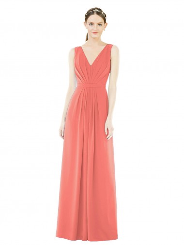 Shop V-Neck V-Back Sleeveless Chiffon Bridesmaid Dress Perth