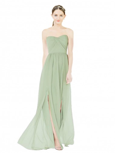 Shop Strapless Draped Bodice Maxi Bridesmaid Dress with Front Slits Perth